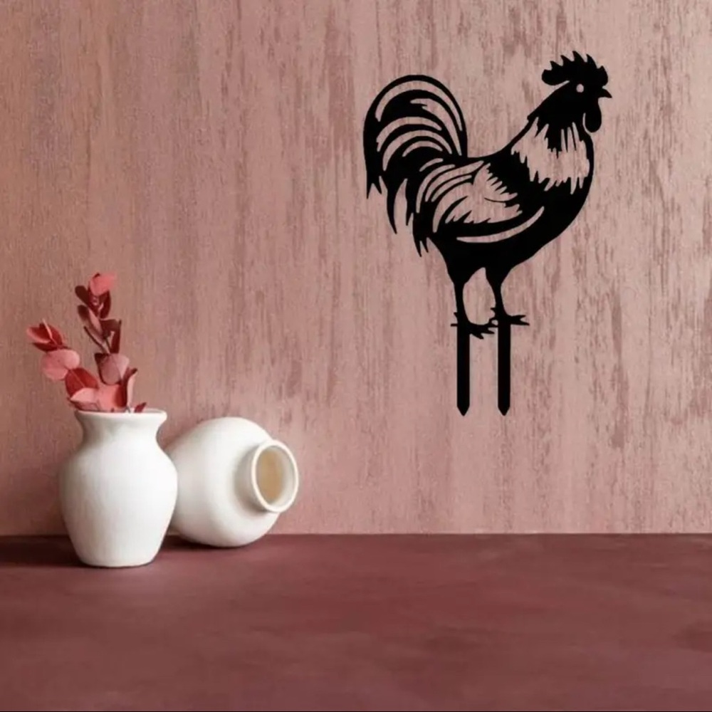 Black Rooster Wall Art Decor